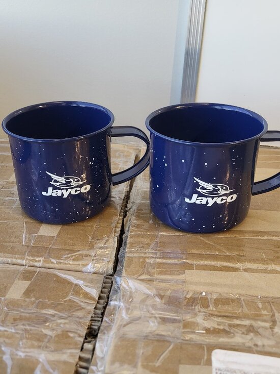 jayco Other - JAYCO RV BLUE SPECKLED ENAMEL COATED METAL COFFEE CUPS (2) RARE SEE PICTURES
